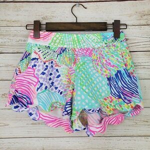 Lilly Pulitzer Dahlia Shorts Size XS Multicolor Scalloped Hem Pants Modal Tencel